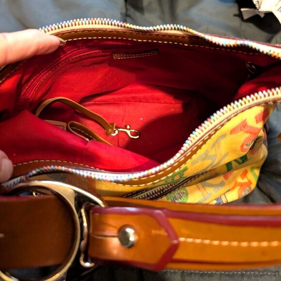 Authentic Dooney & Bourke Leather Hobo Doodle Bag Purse Multi Color NICE - Picture 5 of 7